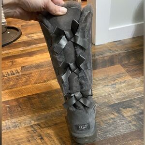UGG Charcoal Bailey Tall Boots with Ribbon Accents Australia